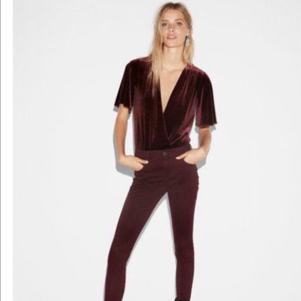 Maroon Velvet body suit